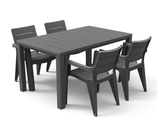 Allibert - Julie Table + Ibiza Chair Graphite Set